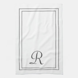 Elegant White en Black Monogramed Theedoek