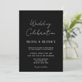 Elegant White en Black Stropdas Minimalist Wedding Kaart (Staand voorkant)
