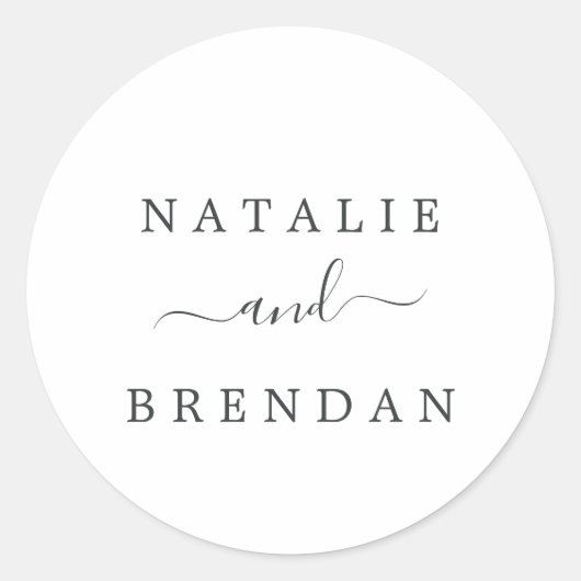 Elegant White en Black Wedding Envelope Seals Ronde Sticker (Voorkant)