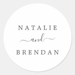 Elegant White en Black Wedding Envelope Seals Ronde Sticker