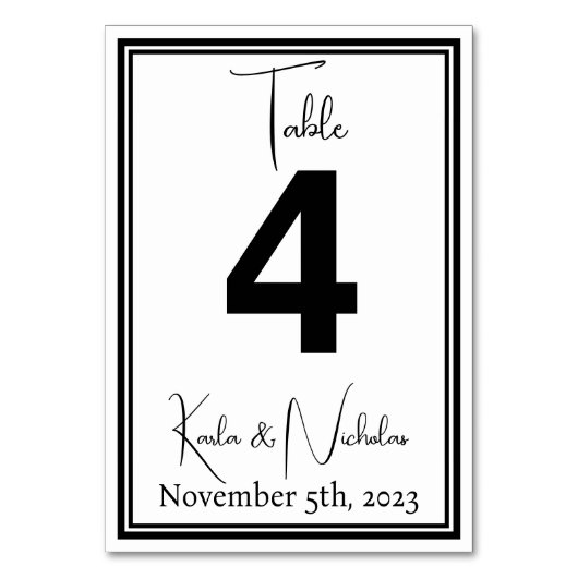 Elegant White en Black Wedding Kaart (Voorkant)