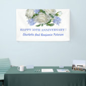 Elegant White en Blue Floral 50th Jubileum Spandoek (Beurs)