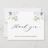 Elegant White en Blue Floral Weddenschap Bedankt (Voorkant)