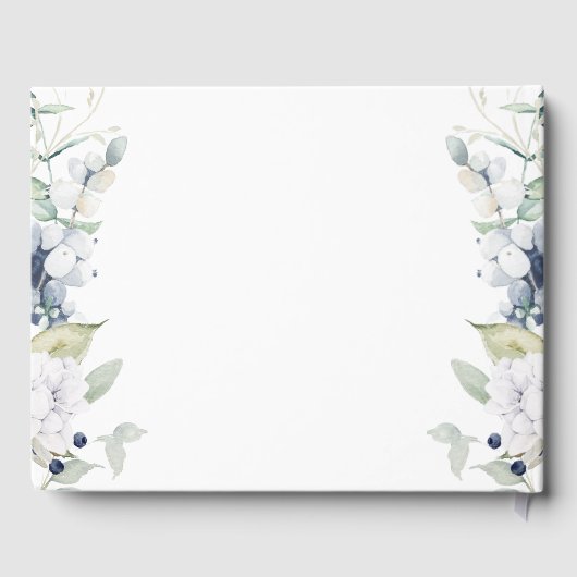 Elegant White en Blue Floral Wedding Guest Book Gastenboek (Achterkant)