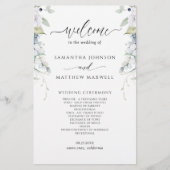 Elegant White en Blue Floral Wedding Programme (Voorkant)