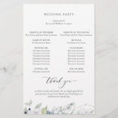 Elegant White en Blue Floral Wedding Programme (Achterkant)