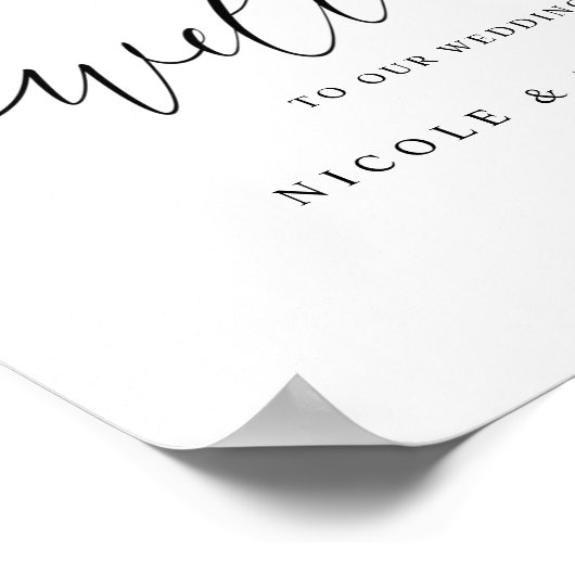 Elegant White en Blue Floral Wedding Welcome Sign Poster (Hoek)