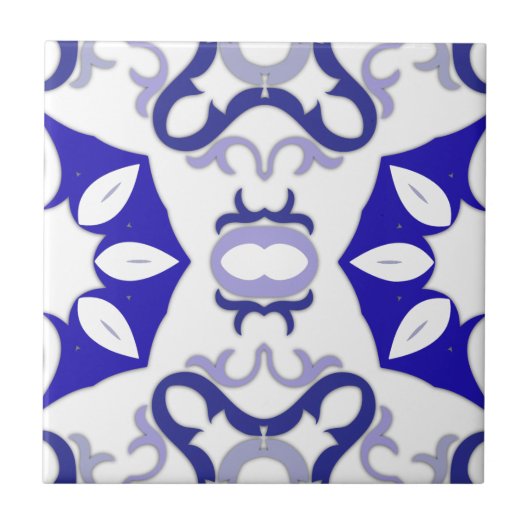 Elegant White en Blue Mediterranean Portugees Tegeltje (Voorkant)