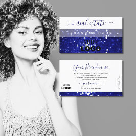 Elegant White en Blue Sparking Glitter met Logo Visitekaartje