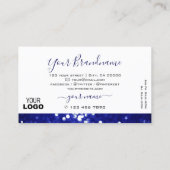 Elegant White en Blue Sparking Glitter met Logo Visitekaartje (Achterkant)