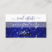 Elegant White en Blue Sparking Glitter met Logo Visitekaartje (Voorkant)