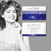 Elegant White en Blue Sparking Glitter Modern Visitekaartje
