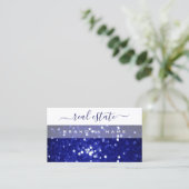 Elegant White en Blue Sparking Glitter Modern Visitekaartje (Staand voorkant)
