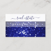 Elegant White en Blue Sparking Glitter Modern Visitekaartje (Voorkant)