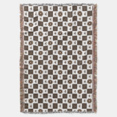 Elegant White en Brown Checkered Pattern Deken (Voorkant Verticaal)