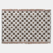 Elegant White en Brown Checkered Pattern Deken (Voorkant)