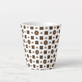 Elegant White en Brown Checkered Pattern Latte Mok (Voorkant)