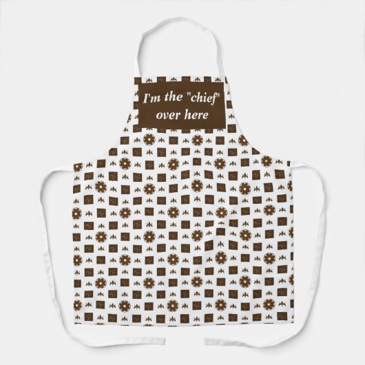 Elegant White en Brown Checkered Pattern Schort (Voorkant)