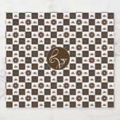 Elegant White en Brown Checkered Pattern Sparkling Wijnetiket (Enkel label)