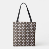 Elegant White en Brown Checkered Pattern Tote Bag (Achterkant)