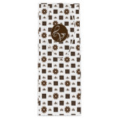 Elegant White en Brown Checkered Pattern Wijn Cadeautas (Voorkant)