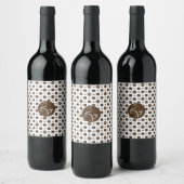 Elegant White en Brown Checkered Pattern Wijn Etiket (Flessen)