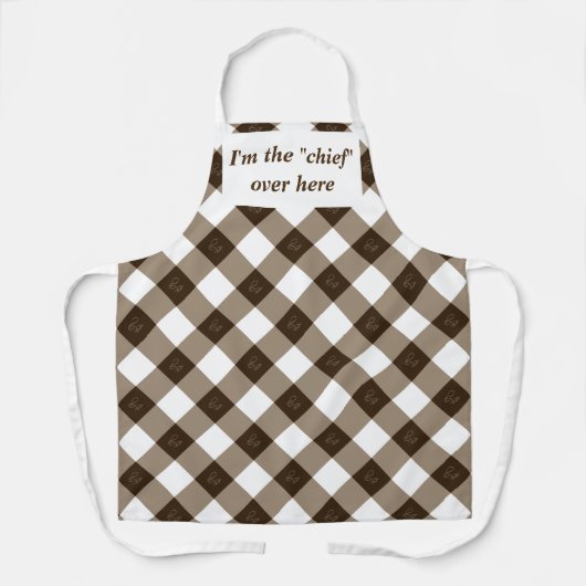 Elegant White en Brown Diamond Pattern Schort (Voorkant)