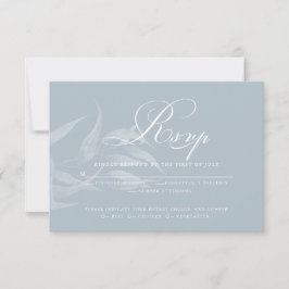 Elegant White en Dusty Blue Foliage RSVP Kaartje