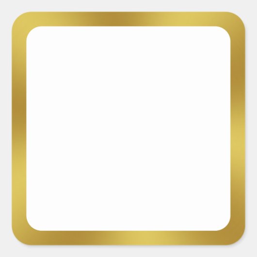 Elegant White en Faux Gold Border Vierkante Sticker (Voorkant)