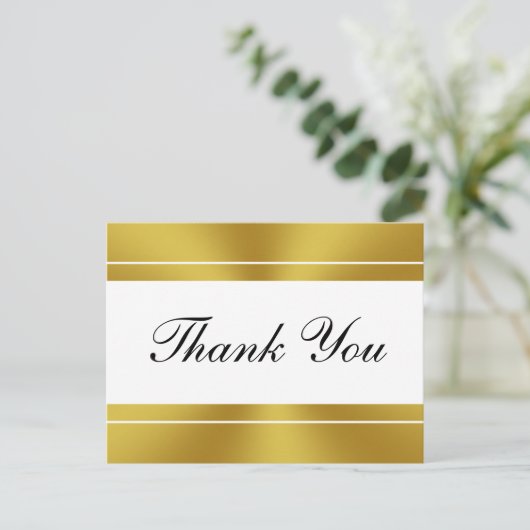 Elegant White en Faux Gold Hartelijk dank Briefkaart (Staand voorkant)