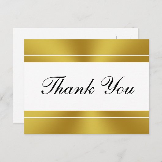 Elegant White en Faux Gold Hartelijk dank Briefkaart (Voorkant / Achterkant)