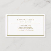 Elegant White en Faux Gold | Modern minimalist Visitekaartje (Achterkant)