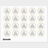 Elegant White en Faux Gold New Address Ronde Sticker (Vel)
