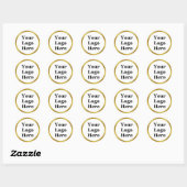 Elegant White en Faux Gold Uw Logo hier Ronde Sticker (Vel)