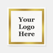 Elegant White en Faux Gold Uw Logo hier Servet (Voorkant)