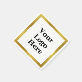 Elegant White en Faux Gold Uw Logo hier Servet (Hoek)