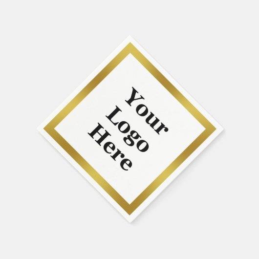 Elegant White en Faux Gold Uw Logo hier Servet (Hoek)
