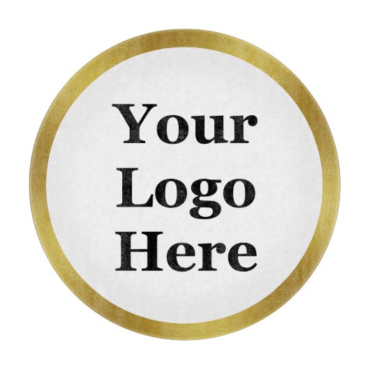 Elegant White en Faux Gold Uw Logo hier Snijplank (Voorkant)