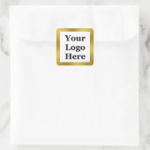 Elegant White en Faux Gold Uw Logo hier Vierkante Sticker (Tas)