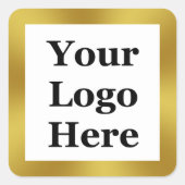 Elegant White en Faux Gold Uw Logo hier Vierkante Sticker (Voorkant)