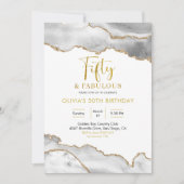 Elegant White en Gold 50 en Fabulous Kaart (Voorkant)