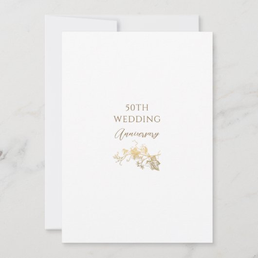 Elegant White en Gold 50th Wedding Jubileum Kaart (Achterkant)