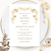 Elegant White en Gold 50th Wedding Jubileum Kaart