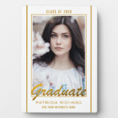 Elegant White en Gold Afstuderen Photo Keepomwille Fotoplaat (voorkant)