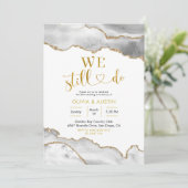 Elegant White en Gold Agate Wedding Jubileum Kaart (Staand voorkant)