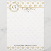 Elegant White en Gold Art-deco Pattern Briefhoofd (Voorkant)