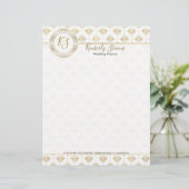 Elegant White en Gold Art-deco Pattern Briefhoofd (Staand voorkant)