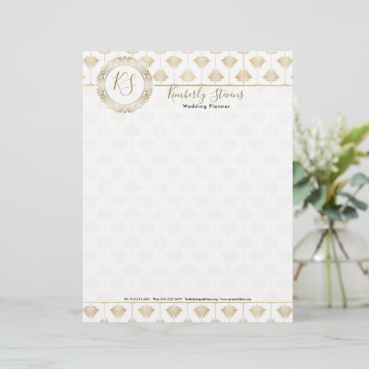 Elegant White en Gold Art-deco Pattern Briefhoofd (Staand voorkant)