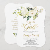 Elegant White en gold Baby shower Invitation Kaart (Voorkant / Achterkant)