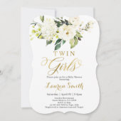 Elegant White en gold Baby shower Invitation Kaart (Voorkant)